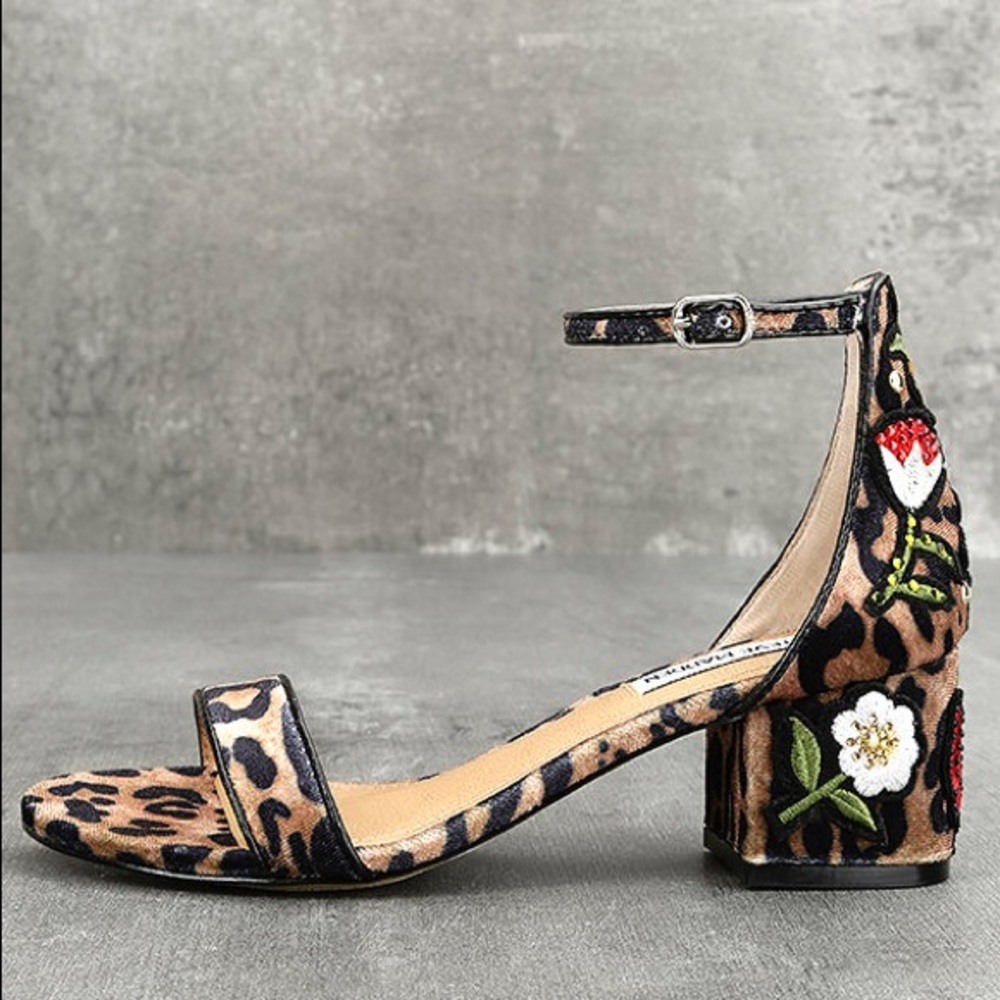 New Steve Madden Inca velvet floral flowers rose rhinestone sandal shoe 6.5 - Picture 2 of 7